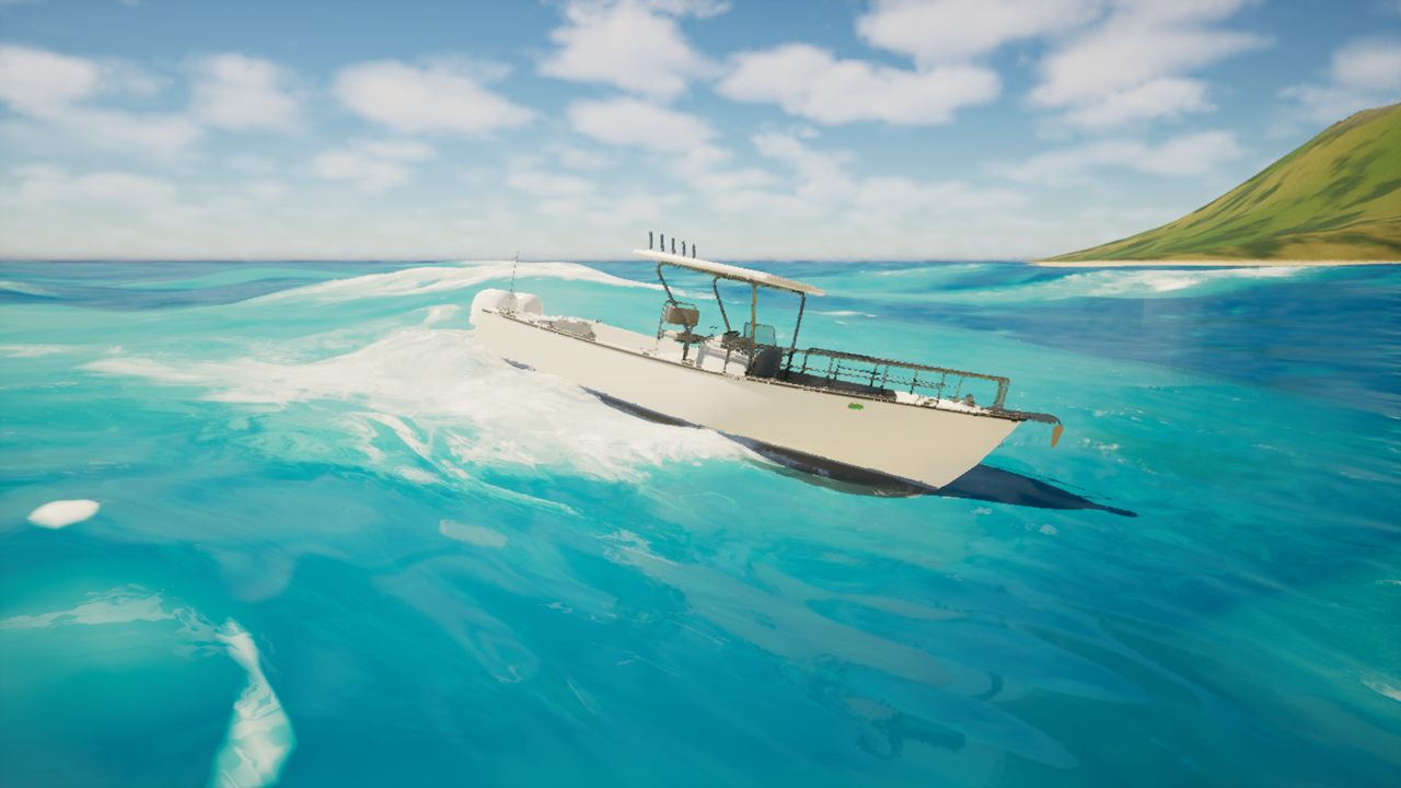 Hard turn. The hull banks and carves its wake